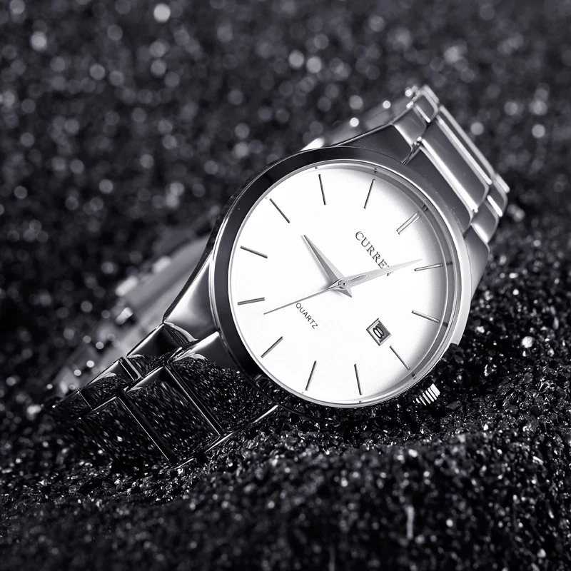 30m Waterproof Men's Calendar Stainless Steel Simple Business Quartz Watches - Imagem 2 de 4