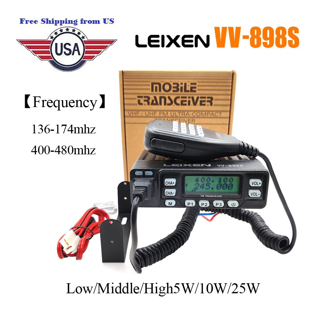 Leixen VV-898S UHF VHF 25W Radio De 2 V&iacute;as Radio M&oacute;vil Para Coche Tranceiver Walkie Talkie Con Cable De Programaci&oacute;n
