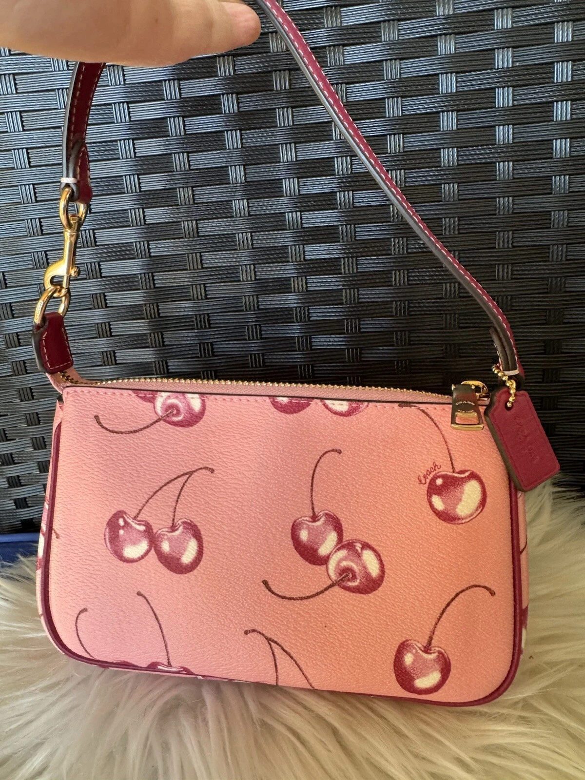 COACH Carrozza Nolita 19 nuova con etichetta con stampa ciliegia CR827 (spedizione veloce)