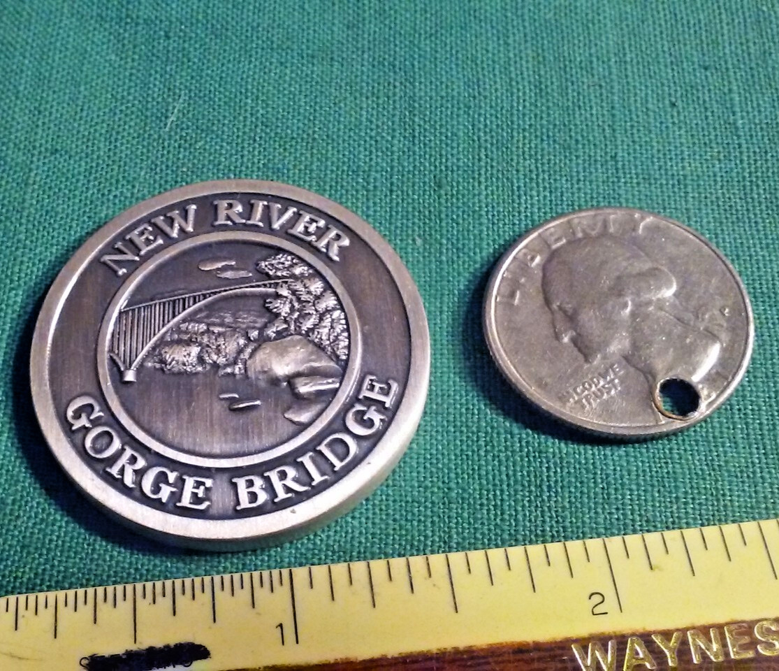 New River Gorge Bridge Commemorative Coin West Virginia WV Silver-Tone Metal 1.5