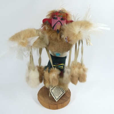 #ad Redtail Hawk Kachina Doll 10quot; Tall Navajo Handmade Fur NWT $129.99