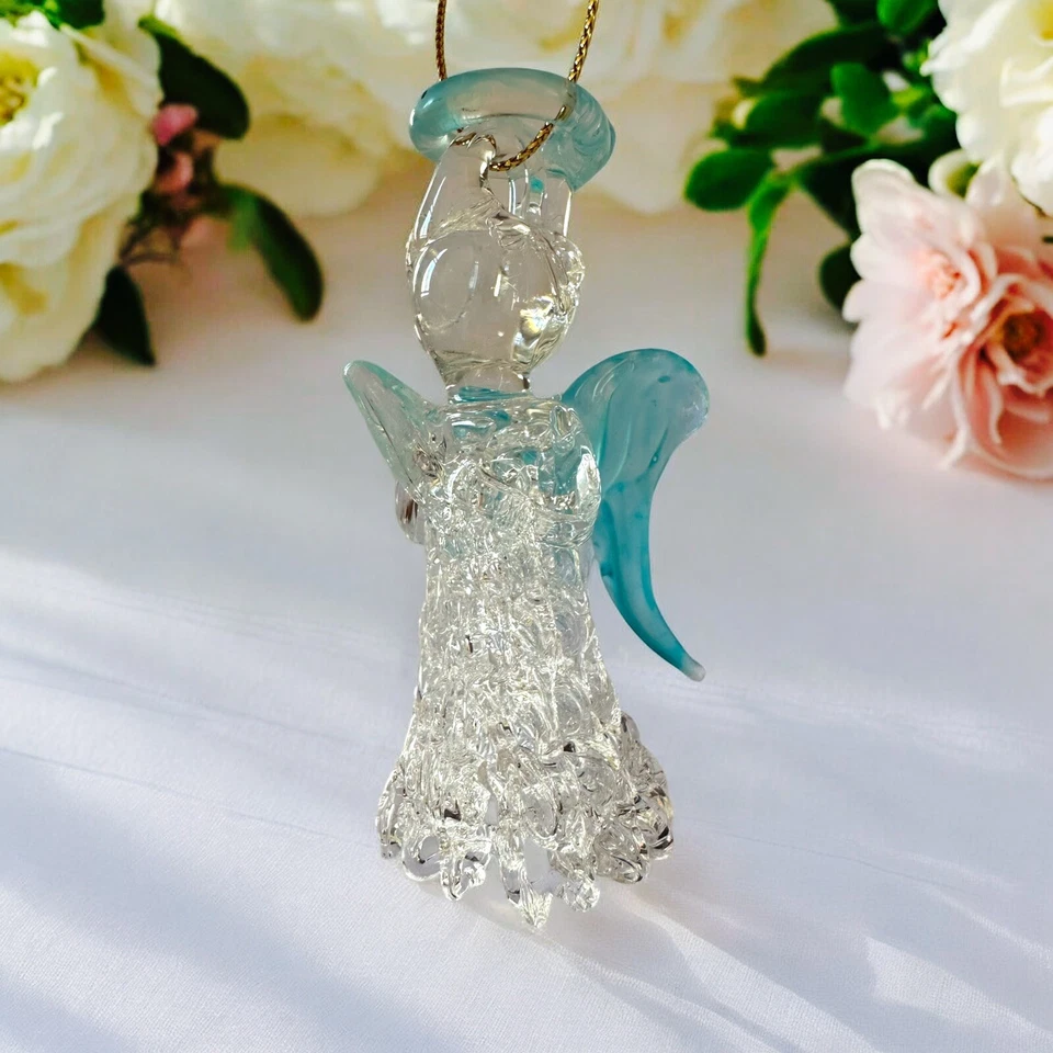 20 peças de vidro soprado à mão anjo azul pendurado favor de festa religiosa - Imagem 2 de 4