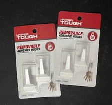 Lot of 2 HYPERTOUGH Removable Adhesive Hooks, Holds 2-lbs • 2-Pack