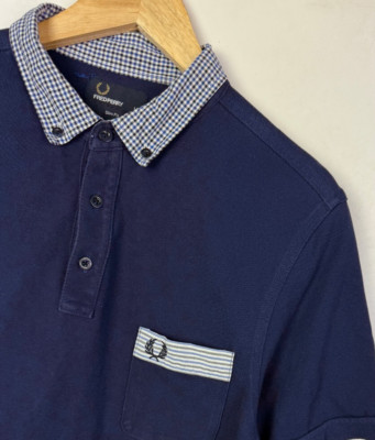 FRED PERRY Poloshirt Gr. L (fällt aus wie Medium) Herren Slim Fit dunkelblau