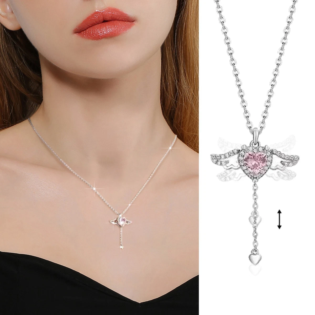 Crystal angel store wing necklace