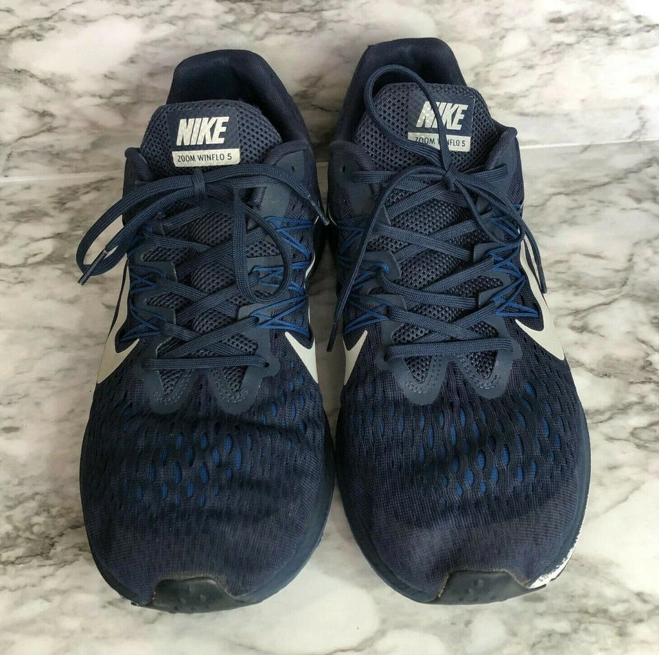 Tênis de corrida Nike Zoom Winflo 5 masculino AV8011-401 azul branco EUA tamanho 11.5 (4E) - Imagem 3 de 4
