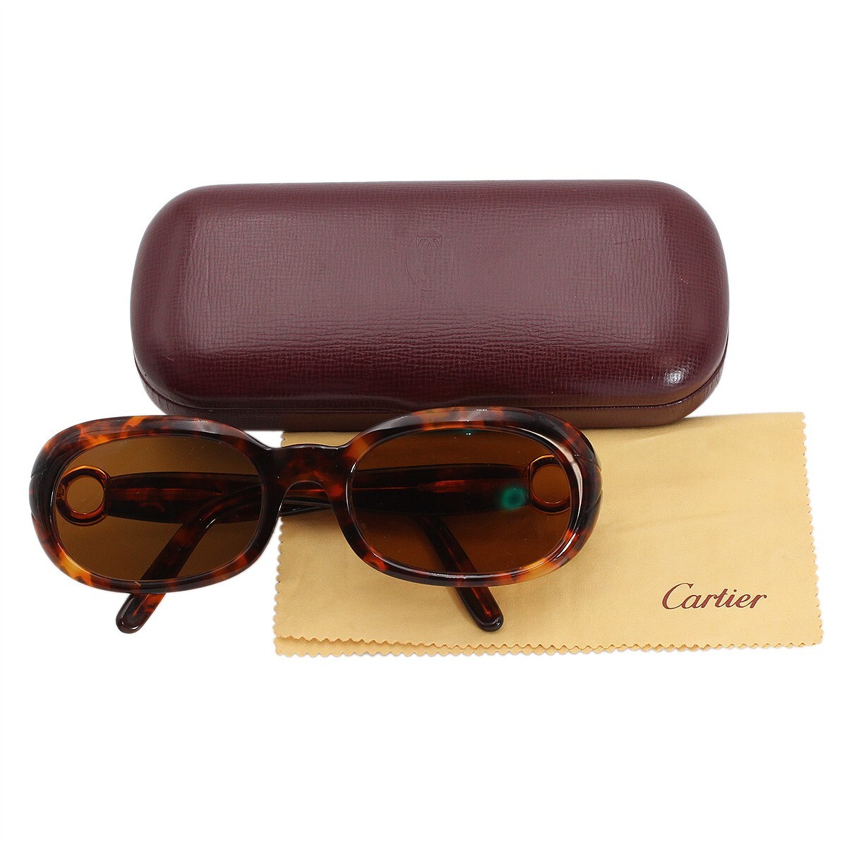 G2144 カルティエ べっ甲柄 サングラス 55□20 Cartier Tortoiseshell Sunglasses Eyeglasses 55/20 135 Women