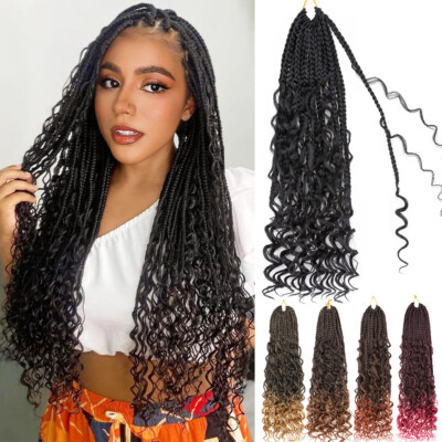 14/18''Natural Bohemian Box Braids Boho Wavy Crochet Hair Braiding Hair Extension