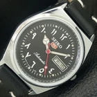 VINTAGE REFURBISHED SEIKO 5 AUTOMATIC 6309A JAPAN MENS BLACK WATCH a442606-1
