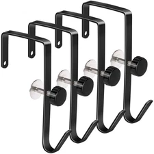 4 Pack Over The Door Hooks, Adjustable， Width range1.18 to 1.97 inchesPrevent...