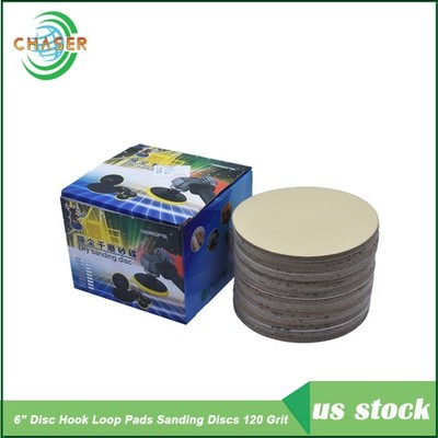 High Quality 6'' 180 Grit NO-Hole Hook Loop Pads Sanding Disc Flocking 100 Pack