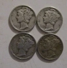 4 Coin Lot Of 90 % Silver Mercury Dimes