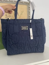 NWT Marc Jacobs Nylon Large Logo Quilted Workwear Handbag Tote Azure Blue