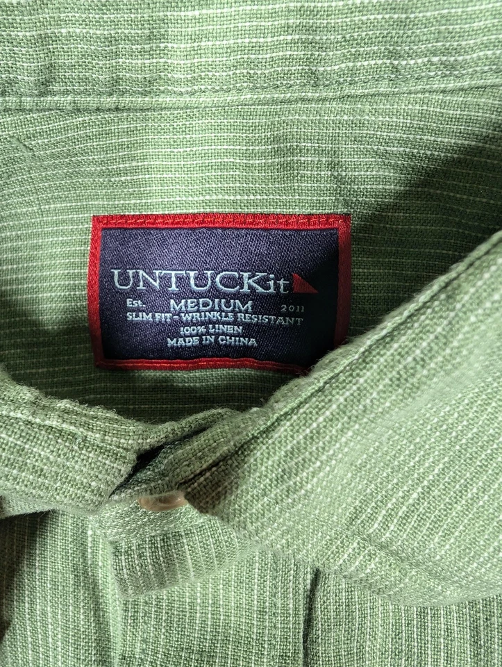 UNTUCKit Shirt Mens Medium Linen Short Sleeve Button Front Wrinkle Resistant - Image 4 of 4
