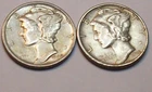 1942 S 1943 2 HIGH GRADE WWII MERCURY DIMES LOT 90% SILVER COIN LOT 10 CENTS
