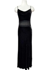 Rare VTG Victoria  s Secret Black Velvet Gown Slip Dress Sheer Waist Size Small