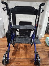 Foldable All Terrain Rollator Walker with Seat and 12" Rubber Wheels for Seniors