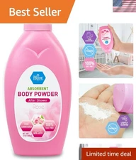 Talc-Free Cornstarch Body Powder for Women - Rose Scent, 13oz Sealed Elegance