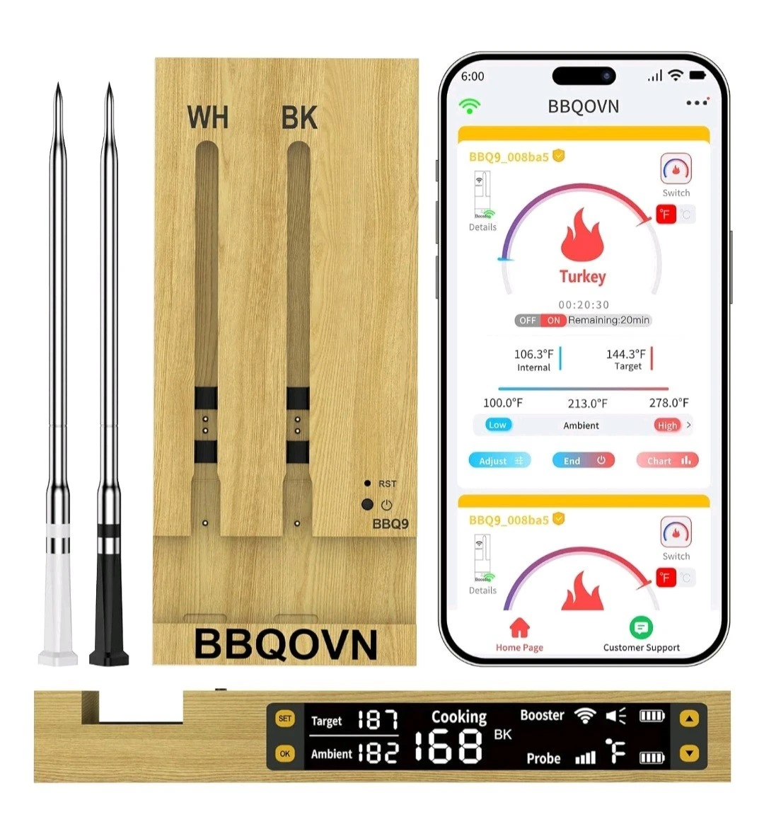 WIFI Wireless Meat Thermometer Unlimited Range 7 NIST Certified Accuracy
Opens in a new window or ta