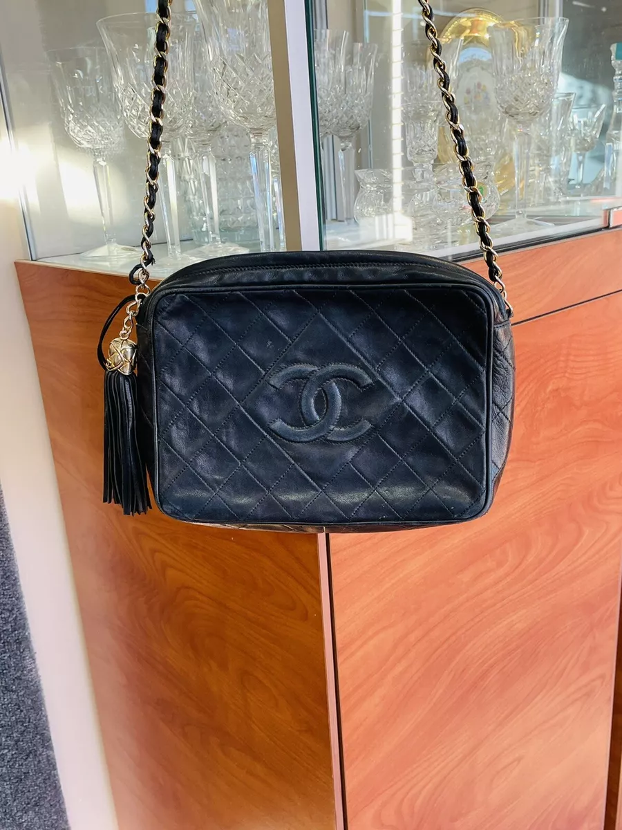 Chanel Vintage Triple CC Camera Shoulder Bag Lambskin Medium Blue 220691124