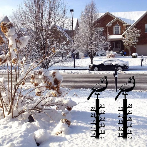 Medidor de nieve de 24 pulgadas Metel medidor de nieve para decoración de arte de patio al aire libre - Imagen 4 de 7