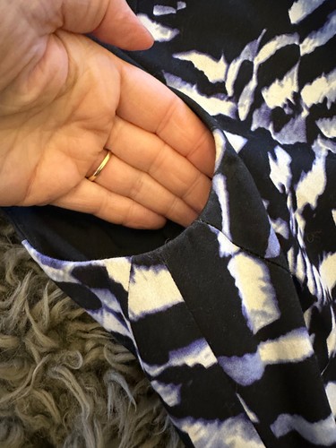 KAREN MILLEN Sheath Pencil Dress fits UK 10 S-M blue white black abstract cotton - Picture 5 of 12