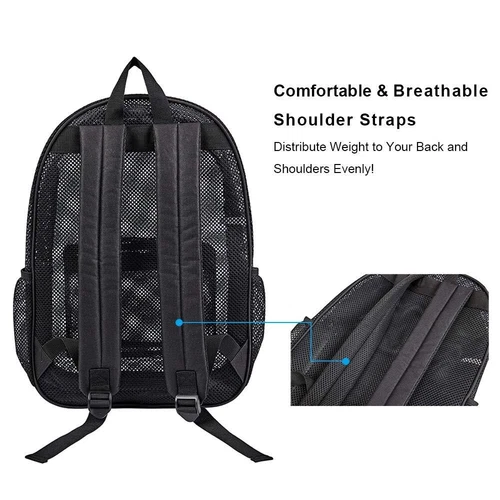 Mochila escolar de malla transparente resistente transparente para estudiantes hombres mujeres - Imagen 8 de 26