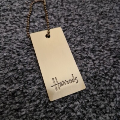 Original Harrods Logo Gold Metal Bag Tag Rectangle Bag Chain