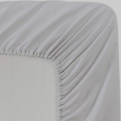 One (1) Fitted Sheet - 650 TC Cotton Silver Solid - Elasticated Deep Pocket