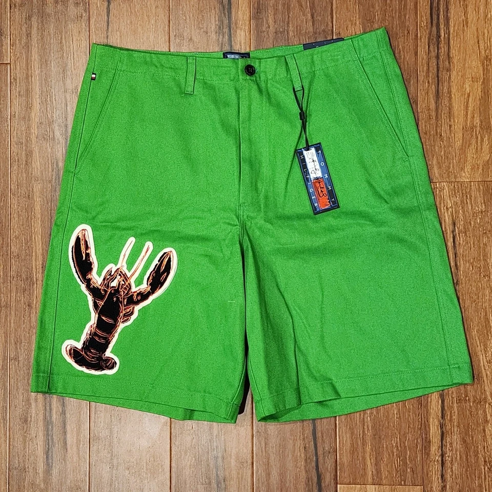 Bermudas Tommy Hilfiger x Andy Warhol langosta para hombre 36 verde galvánico nuevas con etiquetas