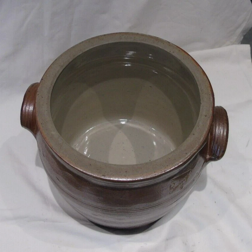 Ancien pot à graisse confit en grès vernis Bonny 4, couleur Marron TBE - Photo 3/4