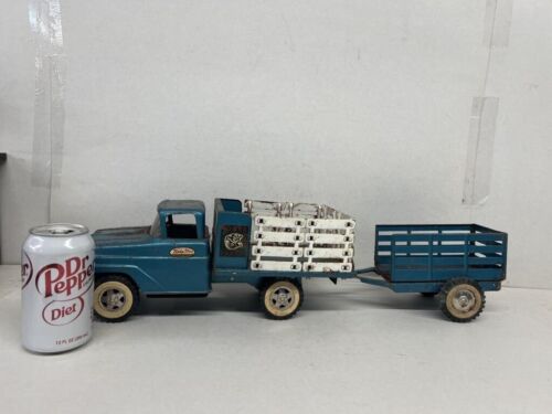 Vintage Tonka 1960s Blue Stake Gate Farm Truck & Trailer Has Some Patina