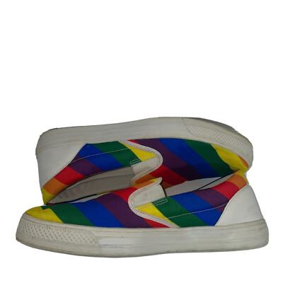 Slip On Multicolor Rainbow Low Top Mens 14 Shoes Pride Gay  display picture 3