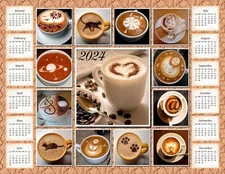 2024 Magnetic Calendar (Coffee) - Calendar Photo Collage Magnets