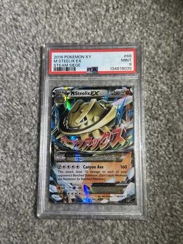 Pokémon TCG M Steelix EX 68/114 XY Steam Siege Mega EX Holo Rare PSA 9 MINT CARD