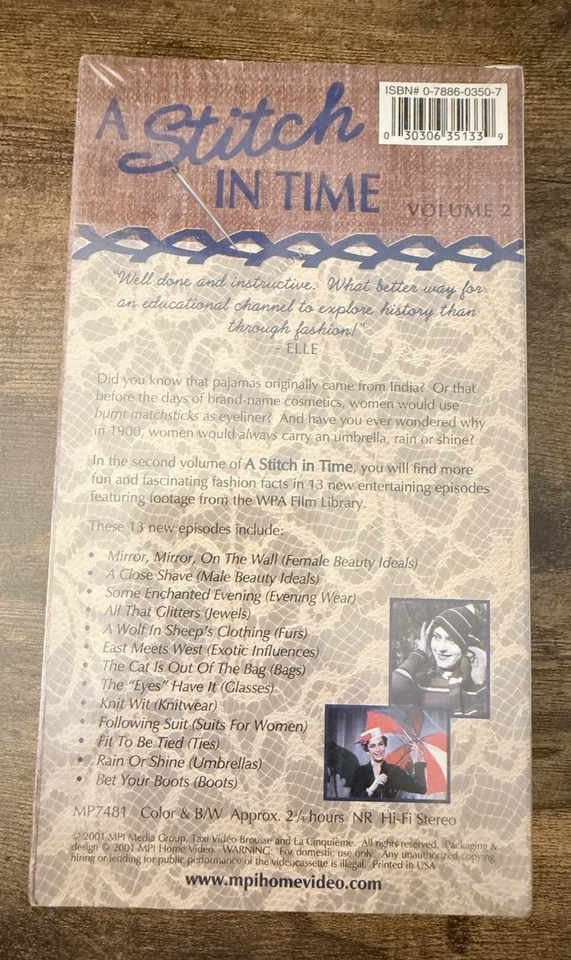 A Stitch in Time Volume II VHS - NEW - Fashion History - Image 3 of 4