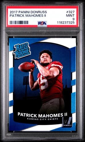 2017 Panini Donruss Patrick Mahomes II #327 Rated Rookie RC PSA 9 Mint Chiefs