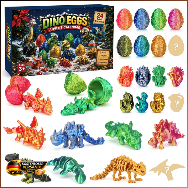 Dinosaurier Adventskalender 3D Gedruckte Eier Figuren Weihnachts Countdown-image