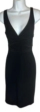NEW Laundry Shelli Segal Cocktail Dress Size 6 Black Surplice Sleeveless NWT