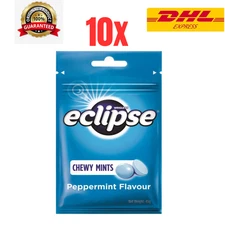 Chewy Mints Wrigley's Eclipse PEPPERMINT Refresh Breath 10 Packs x 45g - DHL