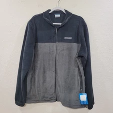 NWT Columbia Full Zip Fleece Jacket Men’s Size L Black and Gray Zip Pockets
