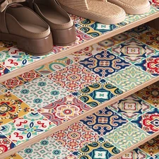 Moroccan Bohemian Faux Tile Wallpaper Peel and Stick Self Adhesive Wall Tiles