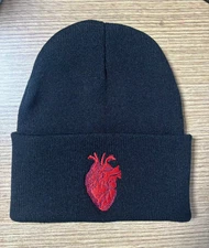 Real Heart Beanie Skully Hat Unisex Adults Black
