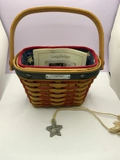 Longaberger 2001 Inaugural Basket With Liner,protector,tie-on
