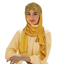 Women Hijab Muslim Scarves Long Headscarf Sequins Shawl Wrap Turban Plain Stoles
