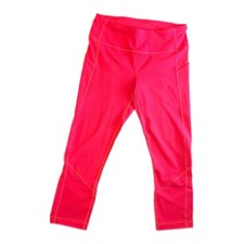 Pink Capri Women's Leggings Stretch Solid Knit High Rise
