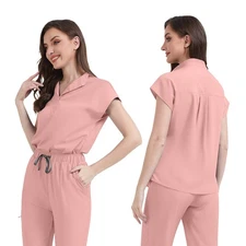2025 Multi-Pocket Scrub Set: Top & Joggers - Hospital-Ready, Breathable Fabric