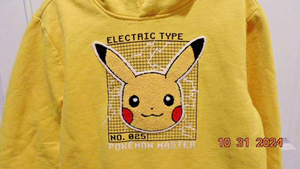Pokemon Pikachu Sweatshirt Hoodie Size L (10/12) Yellow Old Navy Youth Unisex - Image 2 of 4