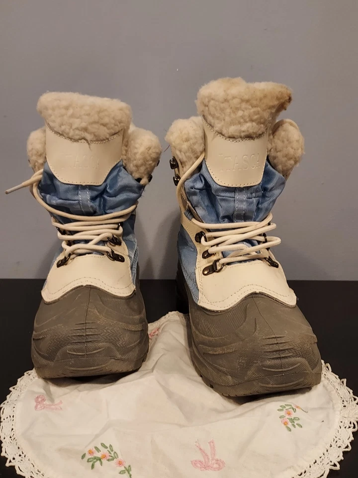 Botas de Invierno Itasca Damas Azul Blanco Trineo Campana Talla 8 Forradas de Vellón Foto 2 de 4