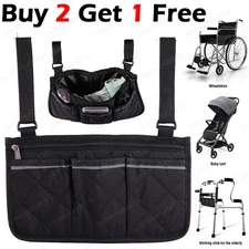 Outdoor Wheelchair Side Pouch Storage Bag Armrest Pocket Organizer Holder Pouch